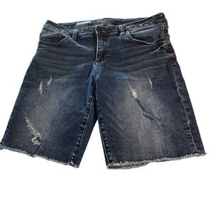 Kut from the Kloth Barb Bermuda Shorts Distressed Dark Wash Denim Womens Size 10